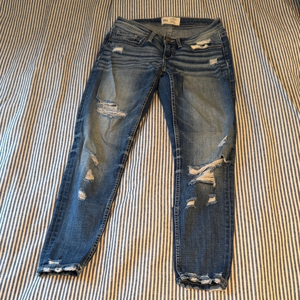 BKE Women's Distressed Skinny Jeans - Blue